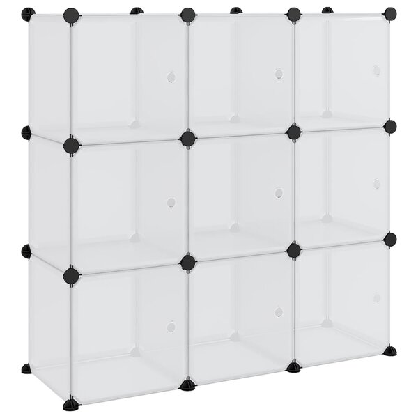 vidaXL Organiseur de rangement en cube avec 9 cubes et portes en PP transparent