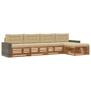 vidaXL Ensemble de canapés d'extérieur 5 pc Naturel et Beige Polyester