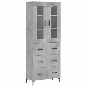 vidaXL Buffet haut Gris béton 69 5x34x180 cm Bois d'ingénierie