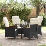 vidaXL Ensemble de dîner de jardin 5 pièces avec coussins noirs en rattan poly