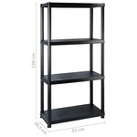 vidaXL Étagère de rangement à 4 niveaux Noir 183x30 5x130 cm Plastique