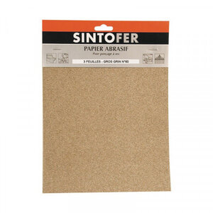 Lot de 3 feuilles abrasives ponçage à sec grain n 60 sinto