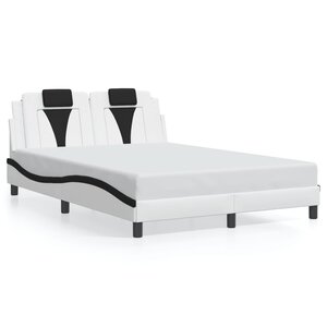 vidaXL Cadre de lit sans matelas blanc et noir 140x200 cm similicuir