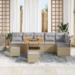 vidaXL Ensemble de canapé de jardin 9 Pièces Beige et Gris clair