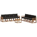 vidaXL Ensemble de canapés d'extérieur 9 Pièces Naturel et Noir