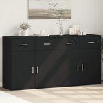 vidaXL Buffets 2 Pièces noir 79x38x80 cm bois d'ingénierie