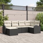 vidaXL Set de canapés de jardin en 6 pièces avec coussins noirs en poly rotin