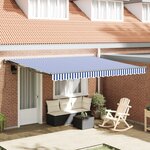 vidaXL Auvent rétractable automatique bleu et blanc 350x250 cm