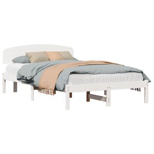 vidaXL Cadre de lit avec tête de lit Blanc 140 x 190 cm Pin massif