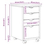 vidaXL Cabinet roulant avec roue Blanc 34 x 39 x 56 cm Pin massif