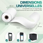 ACROPAQ 50 Rouleaux de Caisse 57x30x8mm- Thermique 11 4 m-Terminaux de paiement- 50 Bobines TPE- Sans BPA- Dimensions Universelles