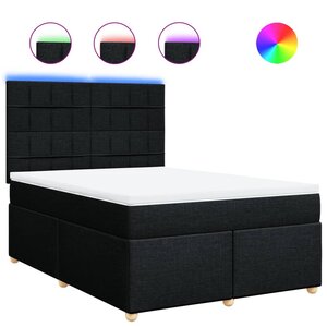 vidaXL Sommier à lattes de lit avec matelas Noir 140x190 cm Tissu