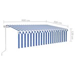 vidaXL Auvent automatique rétractable avec store 6x3 m Bleu et blanc