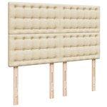 vidaXL Sommier à lattes de lit avec matelas Crème 140x200 cm Tissu