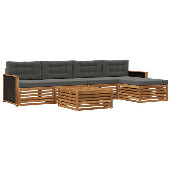 vidaXL Ensemble de canapés d'extérieur 6 Pièces Naturel et Anthracite