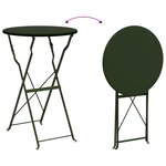 vidaXL Table Bistrot Pliable Vert Foncé Ø50x71 cm Acier Revêtu