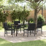 vidaXL Ensemble de Salle à Manger de Jardin 5 Pièces avec Coussins Noir en Poly Rattan