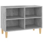 vidaXL Meuble TV avec pieds en bois massif Gris béton 69 5x30x50 cm
