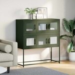 vidaXL Buffet vert olive 100 5x39x107 cm acier laminé à froid