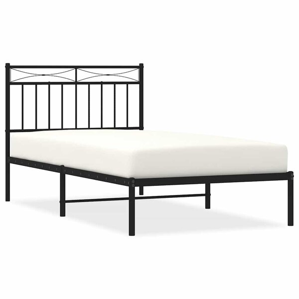 vidaXL Cadre de lit métal sans matelas avec tête de lit noir 100x190cm
