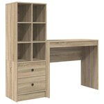 vidaXL Bureau avec tiroir avec étagère 2 Pièces Chêne Sonoma