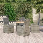 vidaXL Ensemble à manger de jardin 5 Pièces coussins gris résine tressée