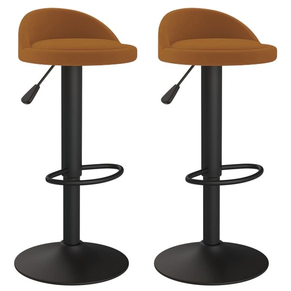 Vidaxl tabourets de bar 2 pcs marron velours