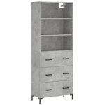 vidaXL Buffet haut Gris béton 69 5x34x180 cm Bois d'ingénierie