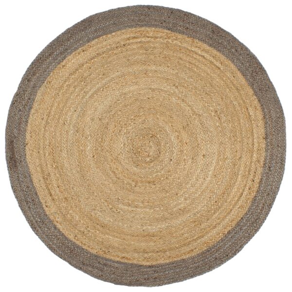 vidaXL Tapis fait à la main Jute avec bord gris 180 cm