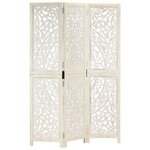 vidaXL Cloison de séparation 3 panneaux Blanc 120x165 cm Bois manguier