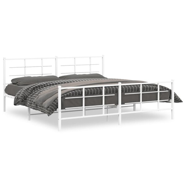 vidaXL Cadre de lit métal sans matelas et pied de lit blanc 193x203 cm