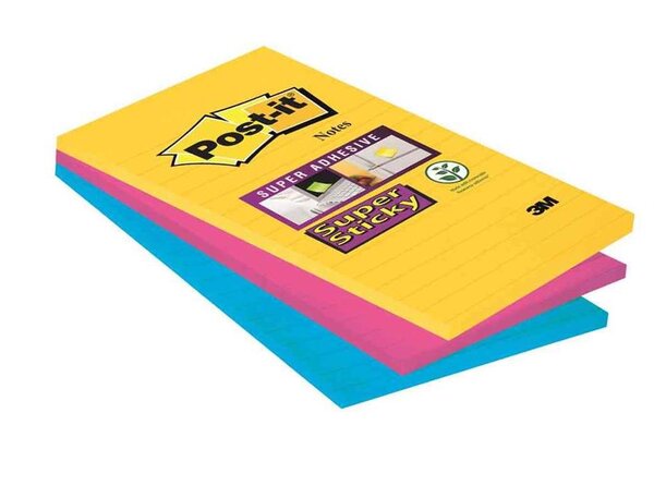 Lot de 3 bloc-notes adhésives Super Sticky Notes  101 x 152mm POST-IT