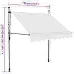 vidaXL Auvent manuel rétractable avec LED 100 cm Crème