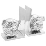 vidaXL Serre-livres 2 Pièces Argent 8x12x16 5 cm Aluminium Chien