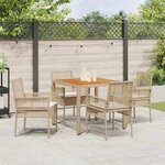 vidaXL Ensemble de jardin 5 pièces avec coussins en poly rotin beige