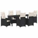 vidaXL Ensemble de salle à manger pour jardin 7 Pièces Noir polyrotin