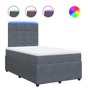 vidaXL Sommier à lattes de lit et matelas Gris foncé 120x200cm Velours