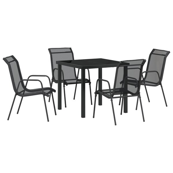 vidaXL Ensemble de salle à manger de jardin 5 pièces noir Textilène et acier