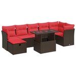 vidaXL Salon de jardin avec coussins 8 Pièces marron résine tressée