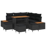 vidaXL Ensemble de canapé de jardin avec coussin 9 Pièces Noir