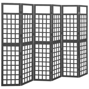 vidaXL Cloison de séparation à 6 panneaux Bois de pin Noir 242 5x180cm