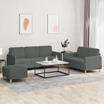 vidaXL Ensemble de canapés 3 Pièces avec coussins Gris foncé Tissu