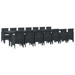 Ensemble de salle à manger jardin 15 pièces avec coussins Anthracite Poly Rattan