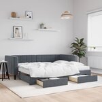 vidaXL Lit de jour avec gigogne et tiroirs gris foncé 90x200cm velours