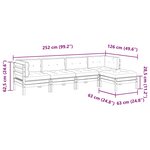 vidaXL Salon de jardin 5 Pièces avec coussins cire marron bois pin massif