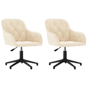 vidaXL Chaises pivotantes à manger lot de 2 Crème Velours