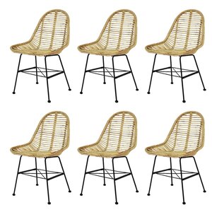 vidaXL Chaises à manger lot de 6 rotin naturel