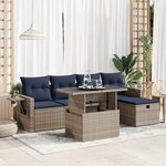 vidaXL Salon de jardin avec coussins 6Pièces gris résine tressée acacia