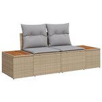 Ensemble de canapés 11 pièces de jardin avec coussins beige poly rattan acacia