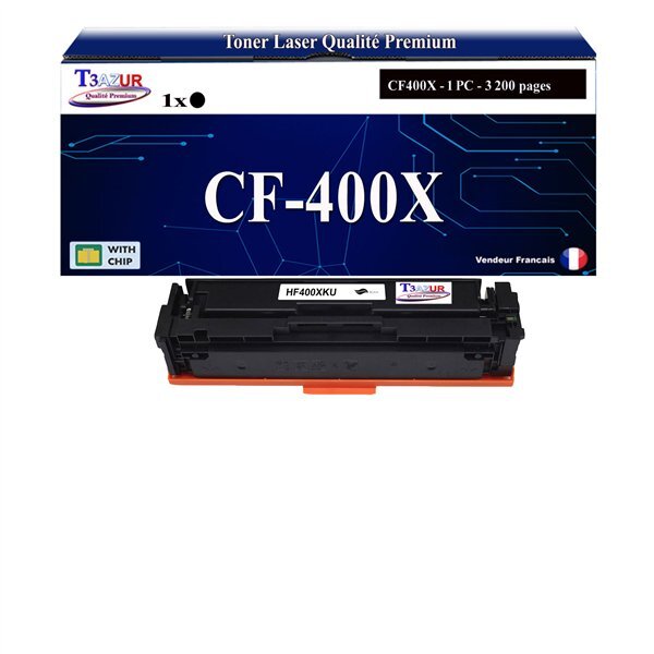 T3AZUR -Toner compatible avec CF400X (201X) pour HP Color LaserJet Pro MFP M274n M277dw M277n - Noir